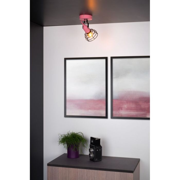 Roze wandspot Paulien, metaal
