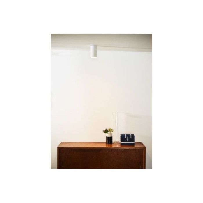 Moderne witte dim to warm opbouwspot Delto, aluminium, rond