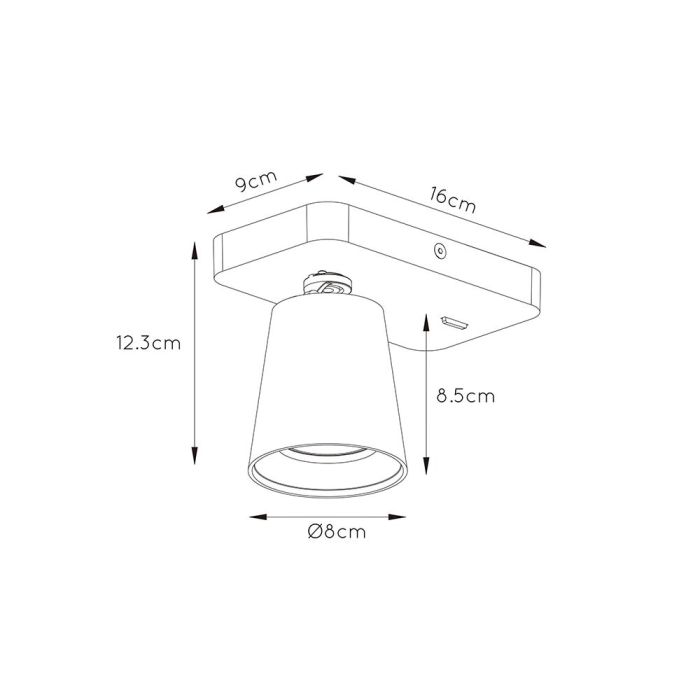 Zwarte wandspot Turnon, aluminium