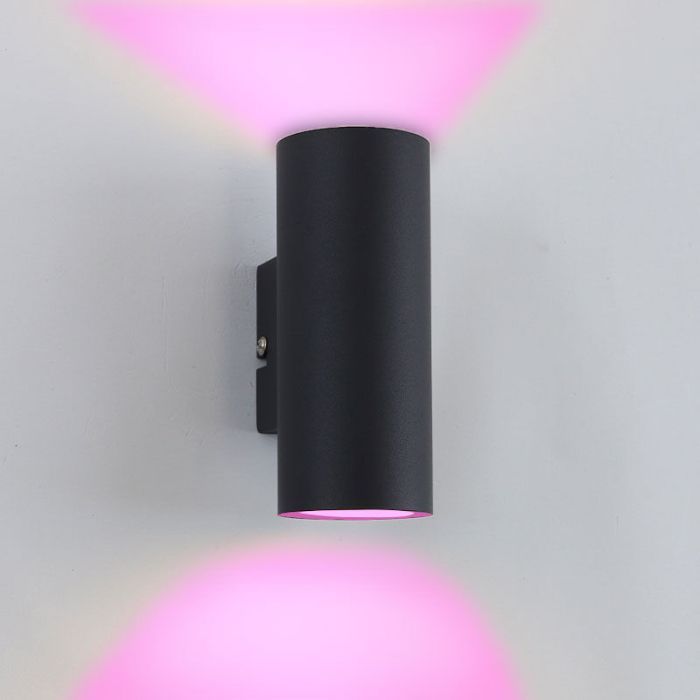 Moderne smart wandlamp zwart, Elena, 9W, RGBW