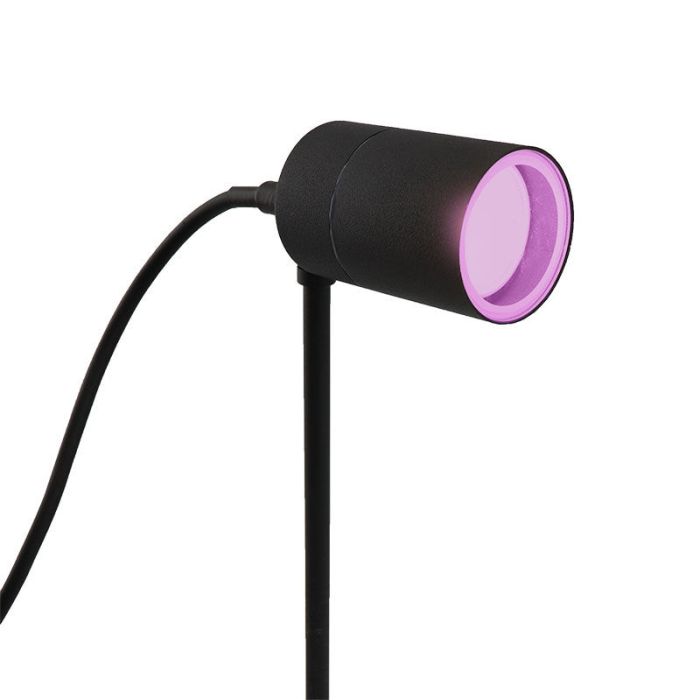Moderne smart buitenlamp zwart, Pedro, IP44, 4,5W, RGBW