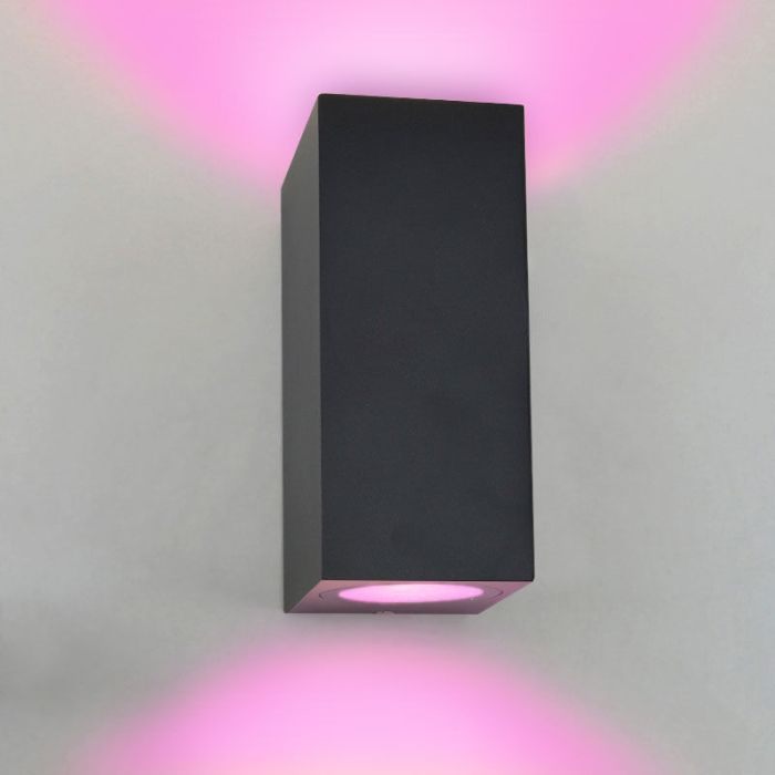 Moderne smart buitenlamp zwart, Corella, IP44, 9W, RGBW