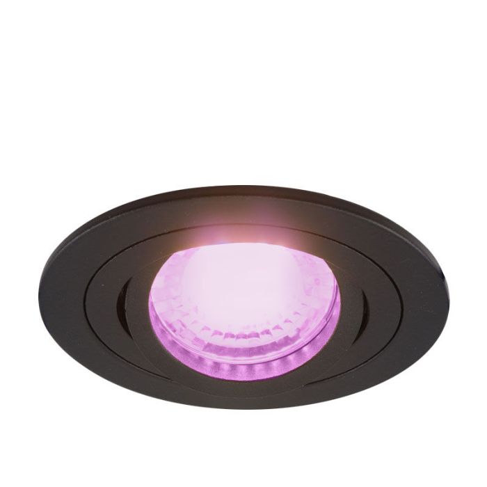 Aluminium smart inbouwspot zwart, Scott, 4,5W, RGBW