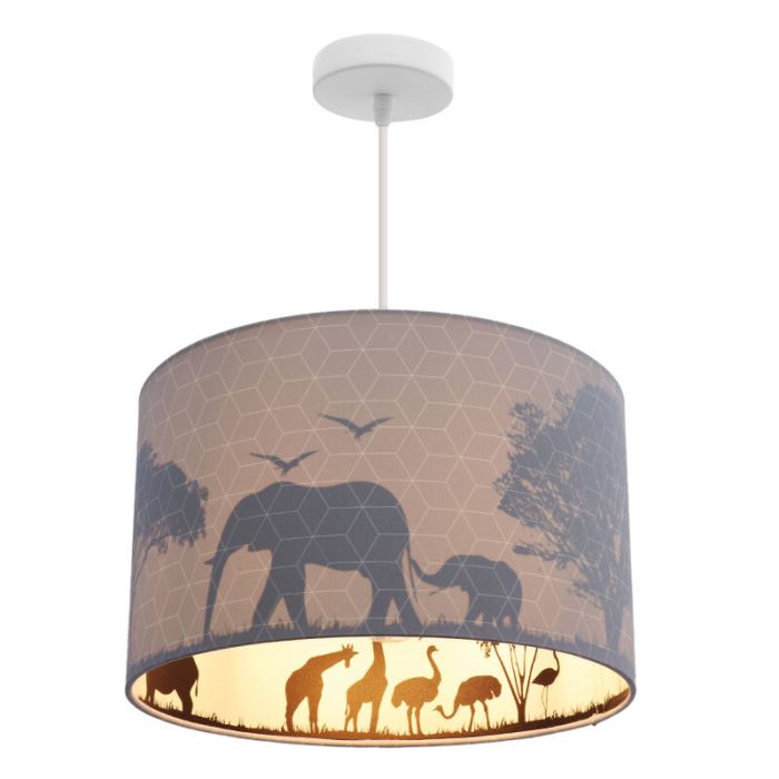 Grijze dieren hanglamp Safari, Binnenzijde doorschijnend