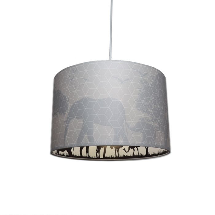 Grijze dieren hanglamp Safari, Binnenzijde doorschijnend