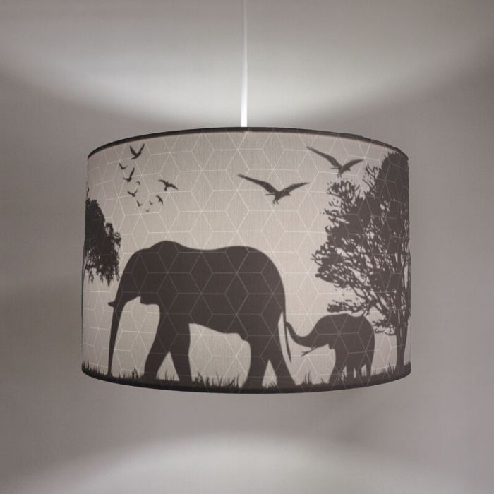 Grijze dieren hanglamp Safari, Binnenzijde doorschijnend