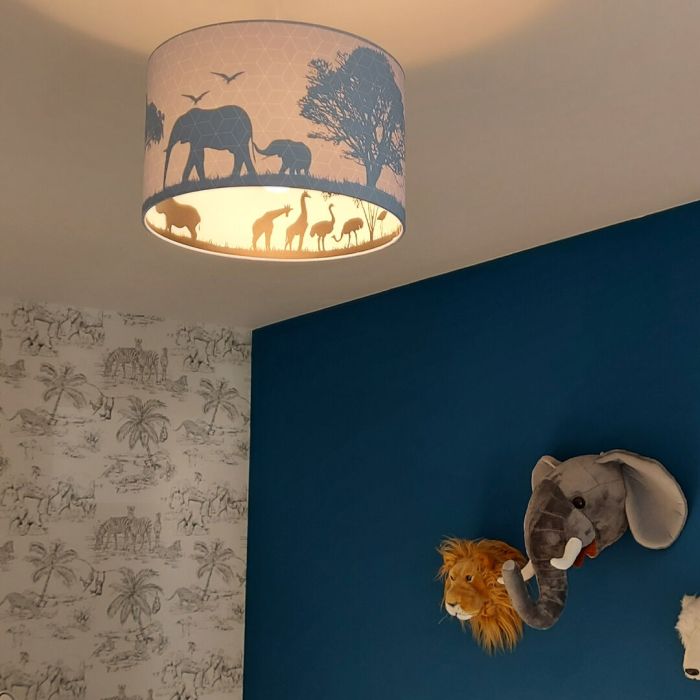 Grijze dieren hanglamp Safari, Binnenzijde doorschijnend