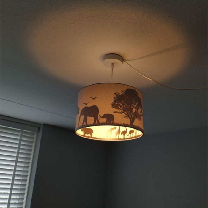 Grijze dieren hanglamp Safari, Binnenzijde doorschijnend