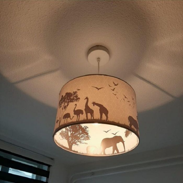 Grijze dieren hanglamp Safari, Binnenzijde doorschijnend