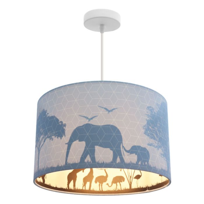Blauwe dieren hanglamp Safari, Binnenzijde doorschijnend