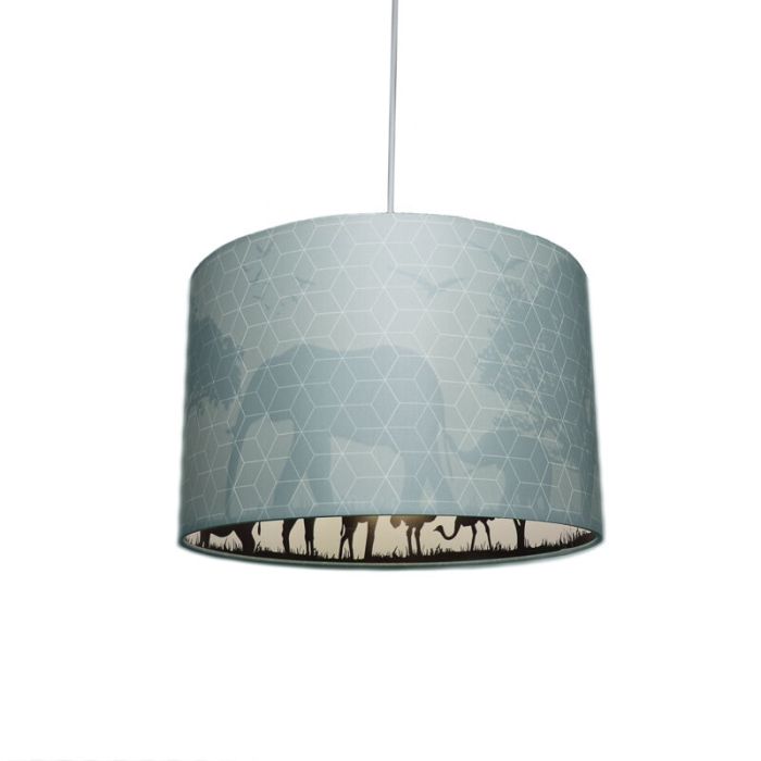 Blauwe dieren hanglamp Safari, Binnenzijde doorschijnend