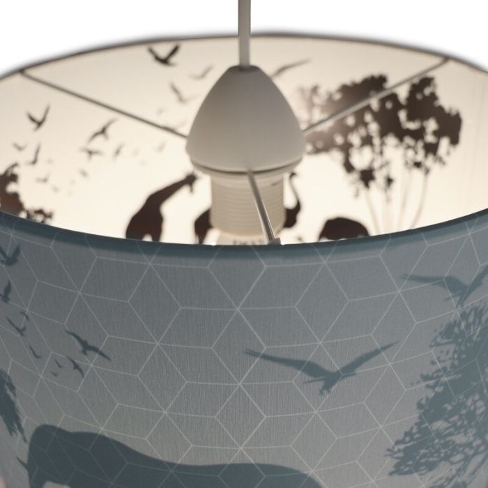 Blauwe dieren hanglamp Safari, Binnenzijde doorschijnend