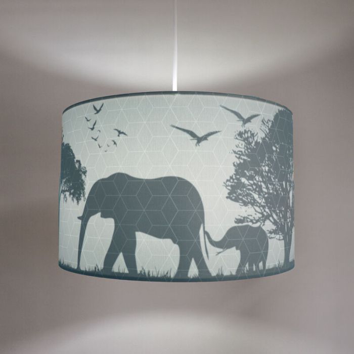 Blauwe dieren hanglamp Safari, Binnenzijde doorschijnend