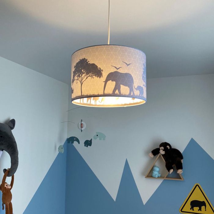Blauwe dieren hanglamp Safari, Binnenzijde doorschijnend
