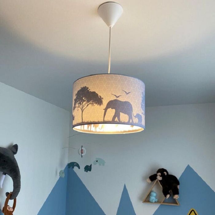 Blauwe dieren hanglamp Safari, Binnenzijde doorschijnend