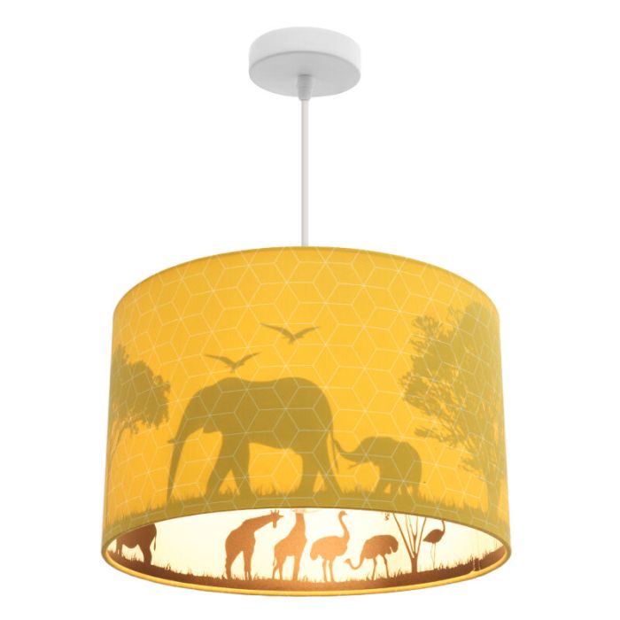 Gele dieren hanglamp Safari, Binnenzijde doorschijnend