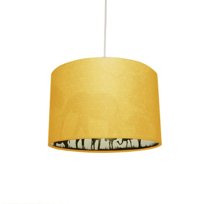 Gele dieren hanglamp Safari, Binnenzijde doorschijnend