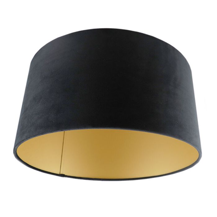Zwart en gouden velours lampenkap Melanie, 50 cm