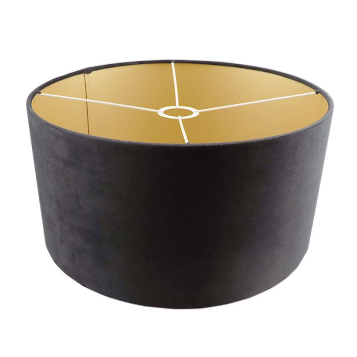 Zwart en gouden velours lampenkap Melanie, 50 cm
