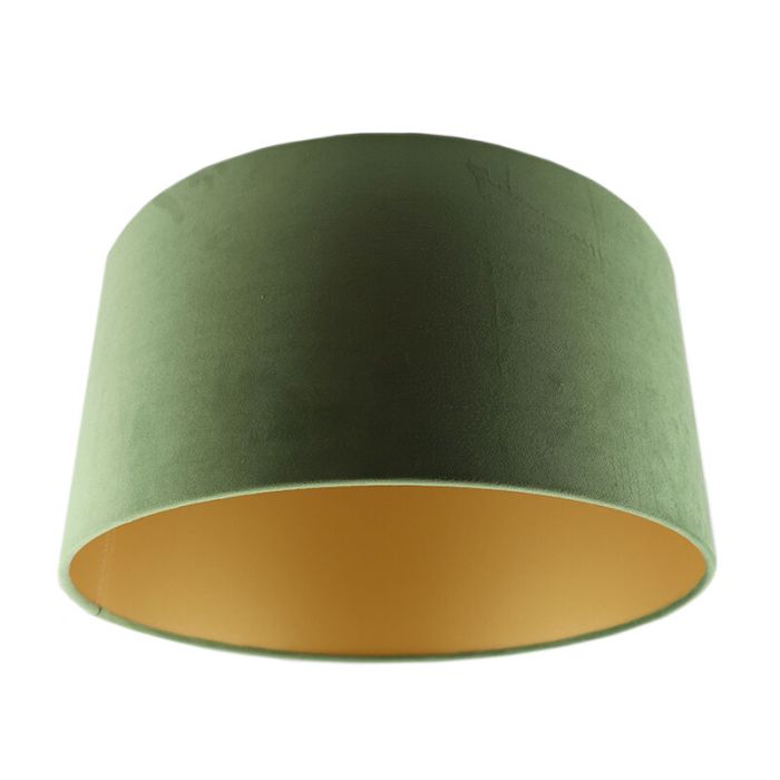 Olijfgroene en gouden velours lampenkap Melanie, 50 cm