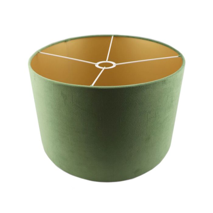 Olijfgroene/gouden velours lampenkap Madelyn, 30 cm