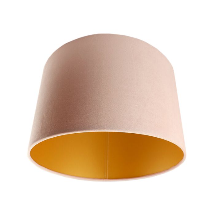 Lichtroze/gouden velours lampenkap Madelyn, 30 cm