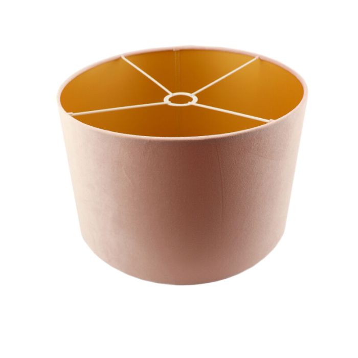 Lichtroze/gouden velours lampenkap Madelyn, 30 cm