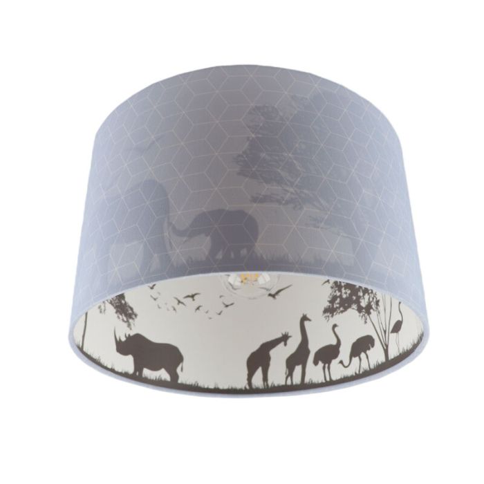 Blauwe dieren kinderkamer plafondlamp Safari, Binnenzijde doorschijnend