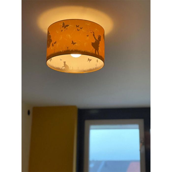 Okergele kinderkamer plafondlamp Vlinders