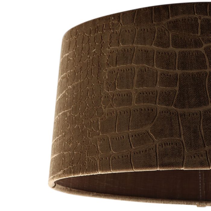 40 cm ovale velours bruine lampenkap croco stof, Emilius