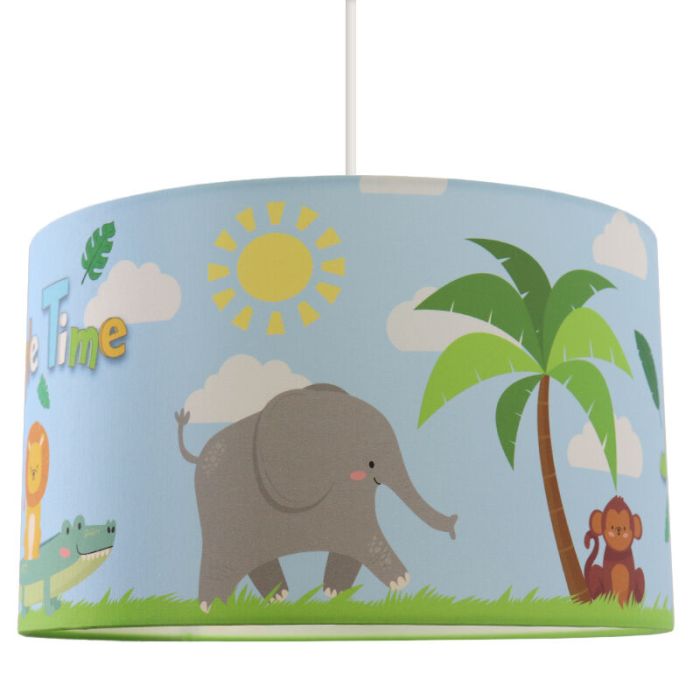 Stoffen kinderkamer hanglamp blauw, Jungle Time