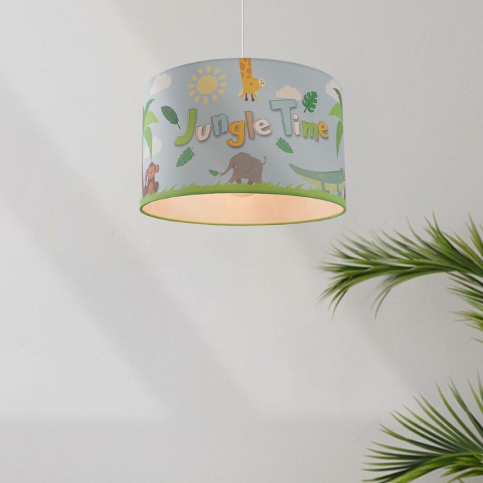 Stoffen kinderkamer hanglamp blauw, Jungle Time