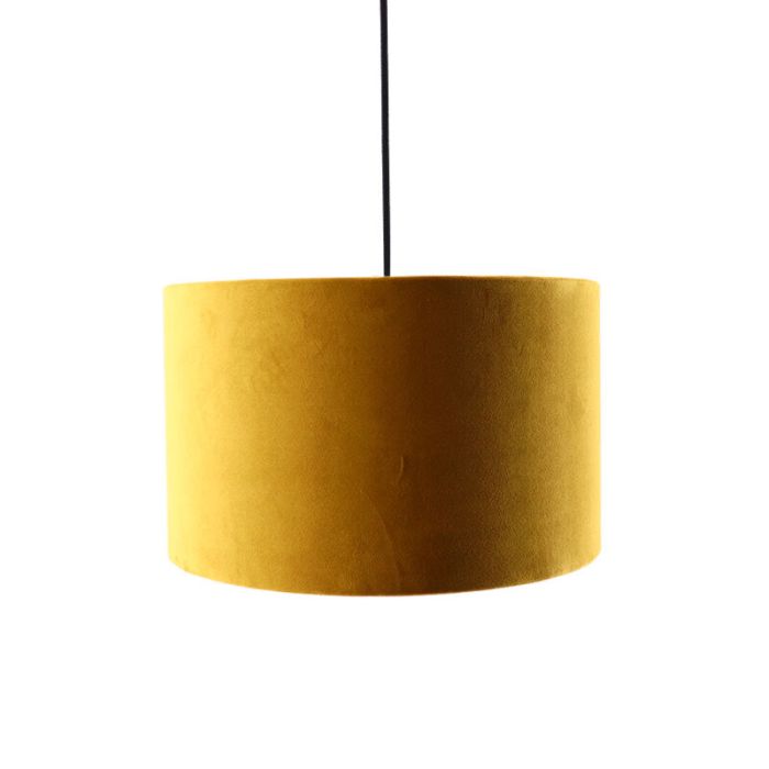 Hanglamp Urvin, geel met goud velours, 30 cm