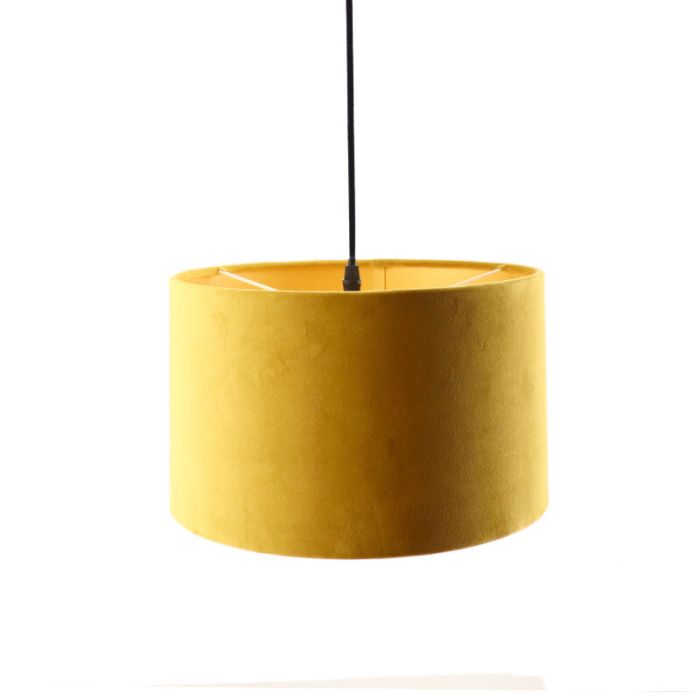 Hanglamp Urvin, geel met goud velours, 30 cm
