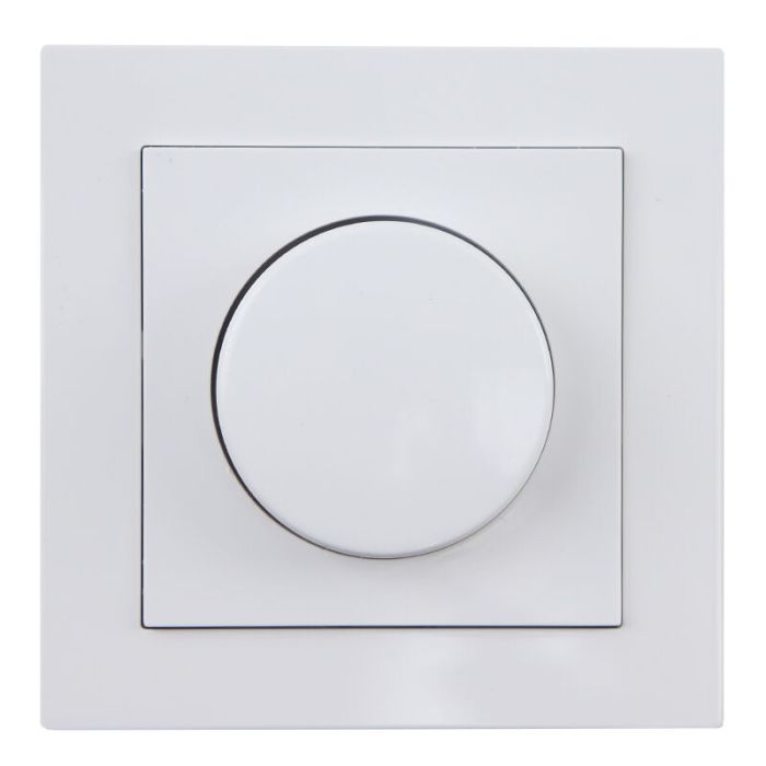 LED dimmer, 0,5 - 200W, met witte afdekraam en centraalplaat