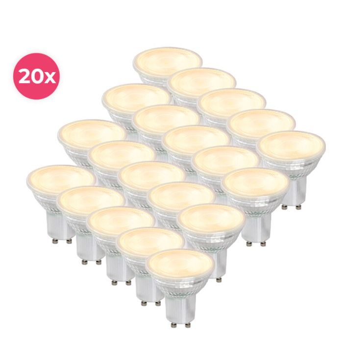 20-packTransparante GU10 LED spot Antonie, 3 Watt, 2700K (Warm wit)