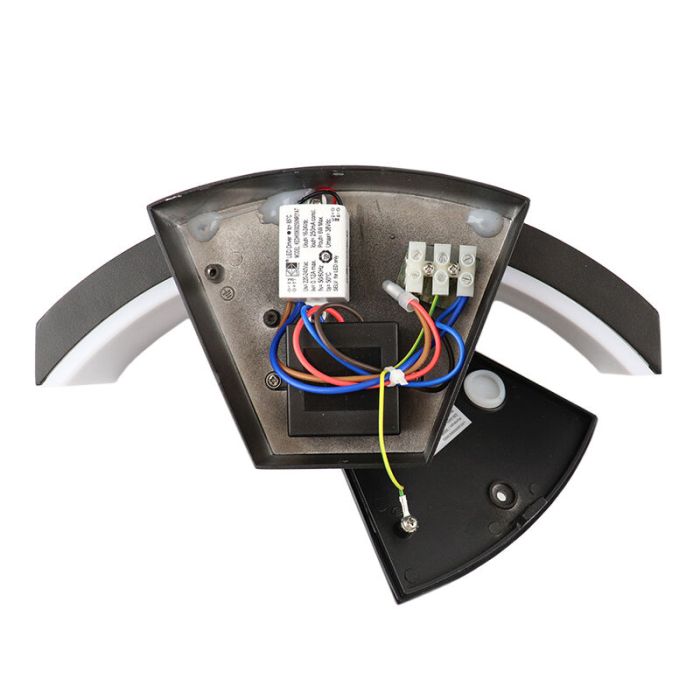 Zwarte buitenlamp Annemay met bewegingssensor, geïntegreerd LED