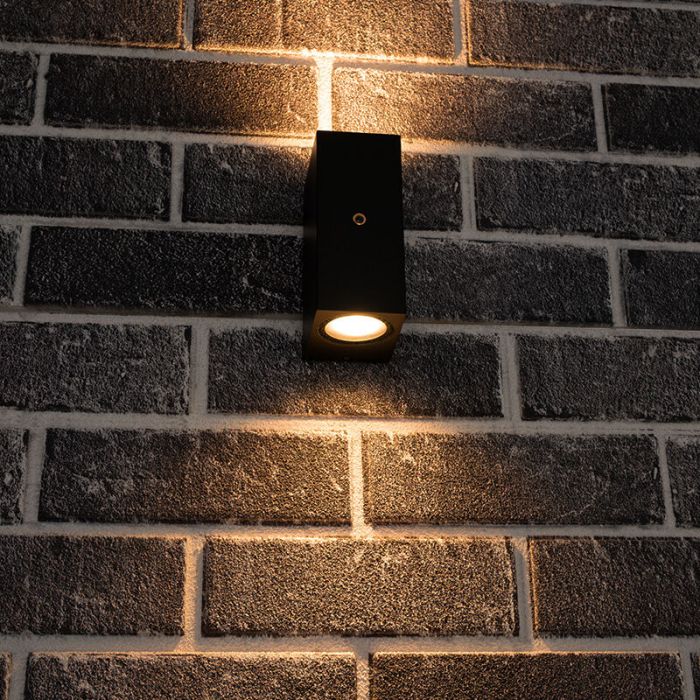Zwarte buitenlamp met schemersensor Corella groot - modern