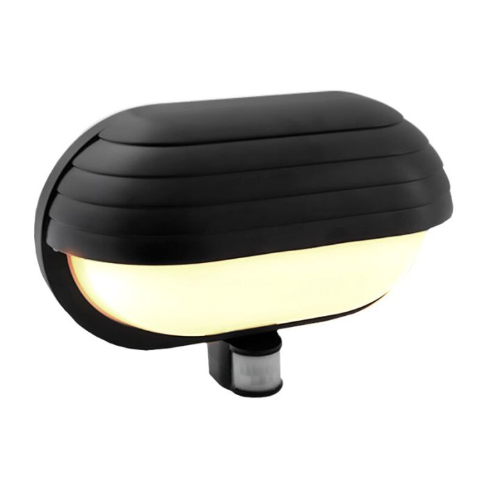 Zwarte buitenlamp met bewegingssensor Killian, kunststof, IP44