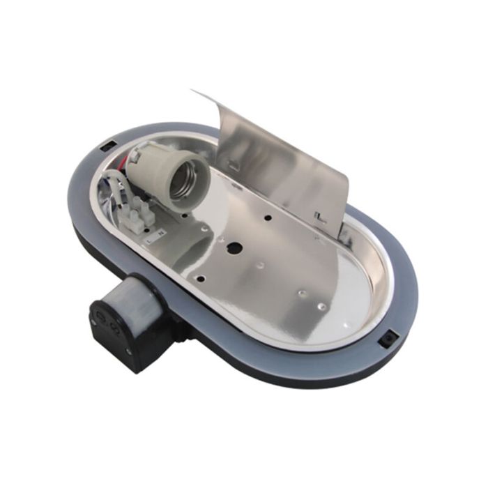 Zwarte buitenlamp met bewegingssensor Killian, kunststof, IP44