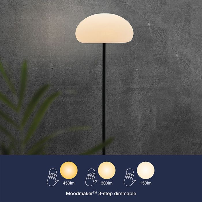 Witte buiten tafellamp modern, Sponge, 6,8W, 2700K LED, IP65, 3-staps dimbaar