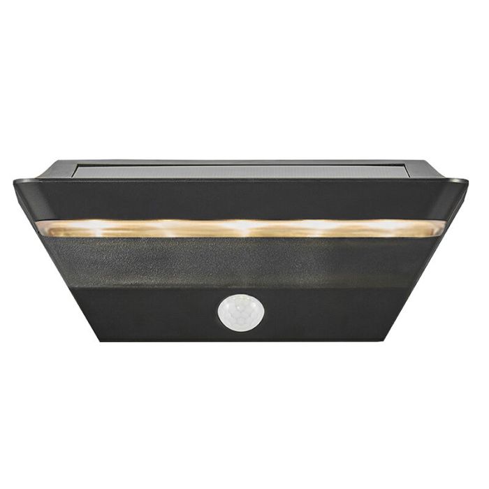 Zwarte buiten wandlamp op zonne-energie modern, Agena, 4,5W, 3000K LED, IP44