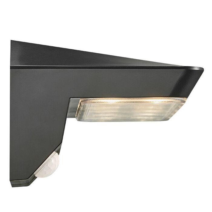 Zwarte buiten wandlamp op zonne-energie modern, Agena, 4,5W, 3000K LED, IP44