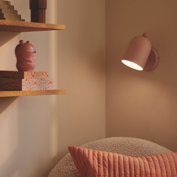 Roze kinderkamer wandlamp metaal, Gaston, met schakelaar
