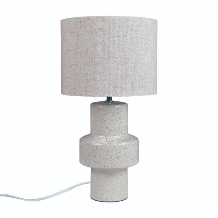 Keramische tafellamp beige, Dugan, met schakelaar