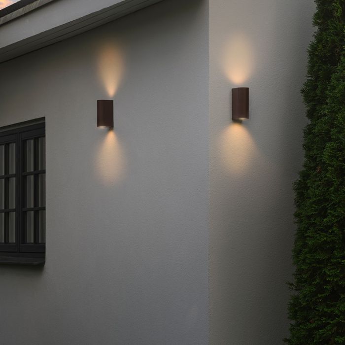 Roestkleurige up down wandlamp modern, Dion, IP44