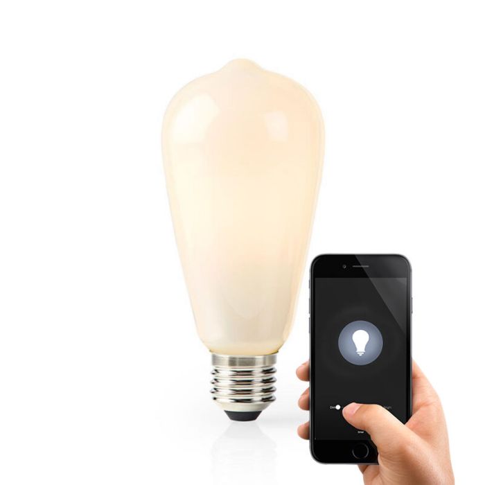 E27 Edison witte slimme LED lamp, ST64, 5W, 2700K warm wit