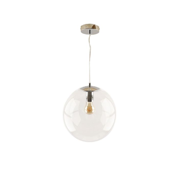 Bol hanglamp Dolf, chroom ophangpendel, Transp. glas, 20cm
