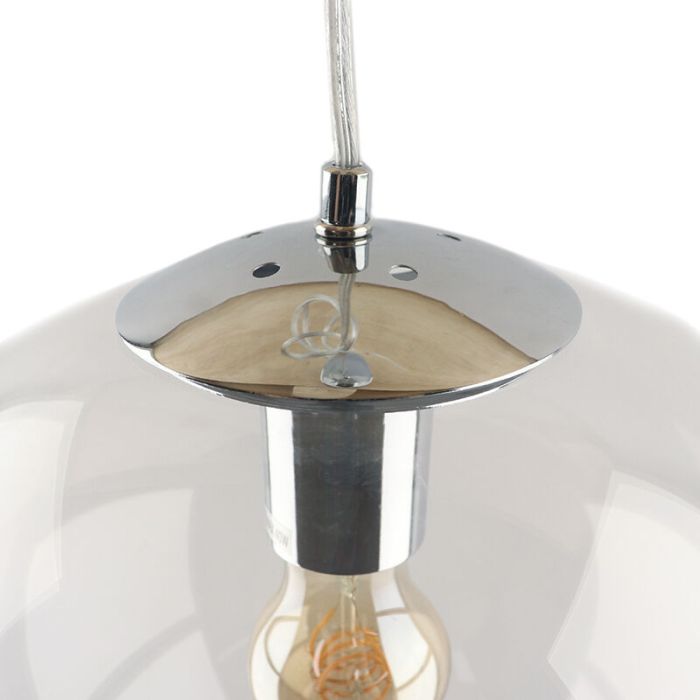 Bol hanglamp Dolf, chroom ophangpendel, Transp. glas, 20cm