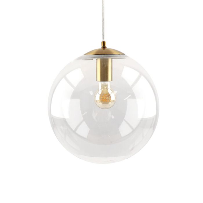 Bol hanglamp Dolf, brons ophangpendel, Transp. glas, 40cm